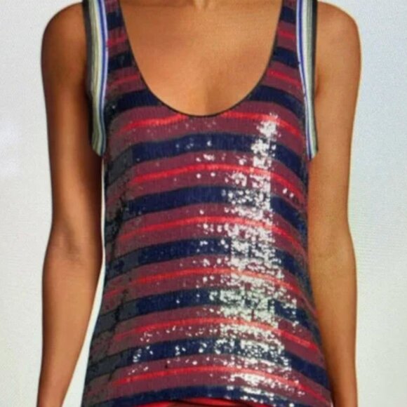 3.1 Phillip Lim Stripe Sequin Tank L - Picture 2 of 9